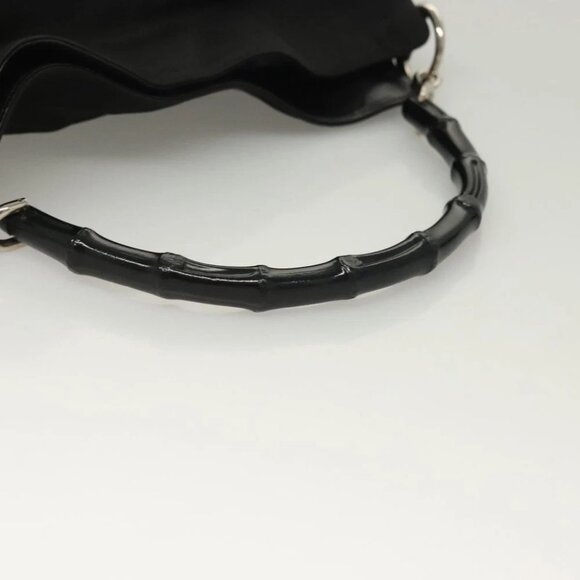 GUCCI Bamboo Hand Bag Canvas 2way Black Silver 001 1638 Auth 128076 - Picture 8 of 16